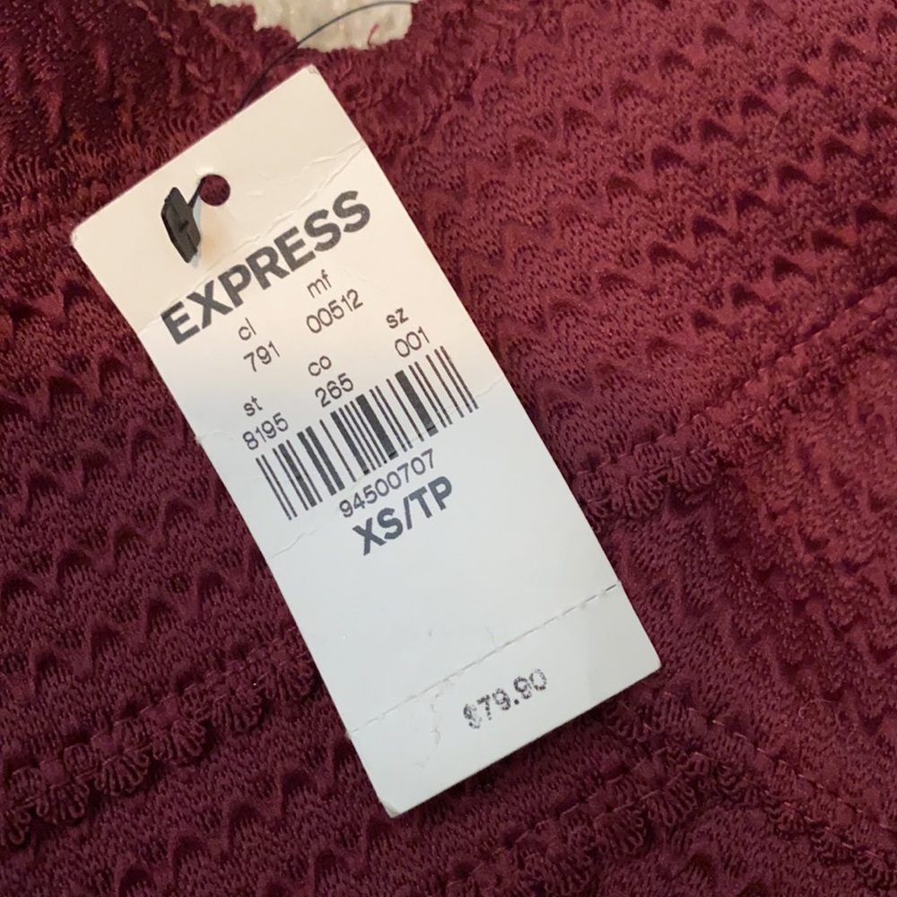 EXPRESS Burgundy Sleeveless Fit & Flare Dress - Picture 7 of 7